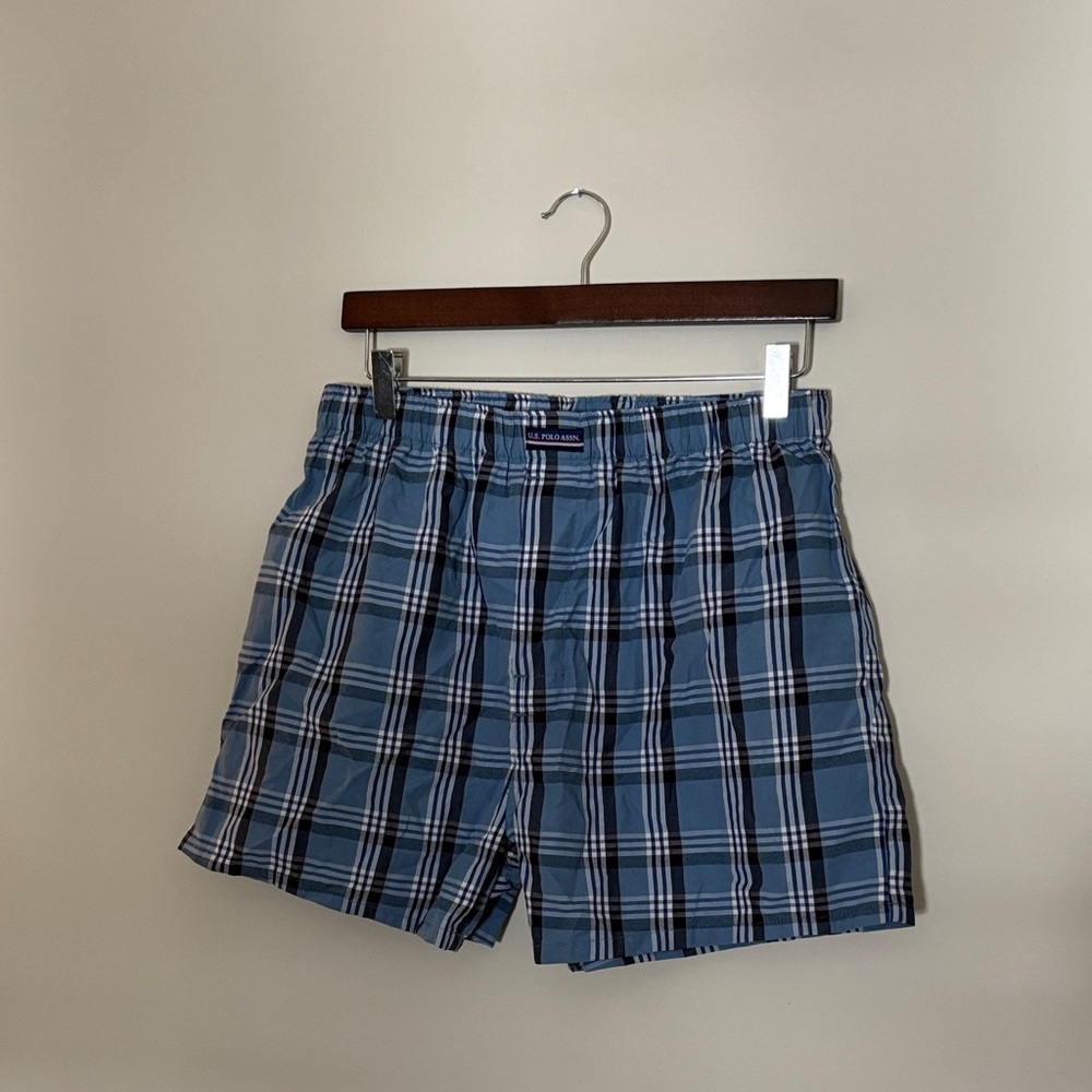 Blue Plaid Boxers U.S. Polo Assn. Size Large NWOT